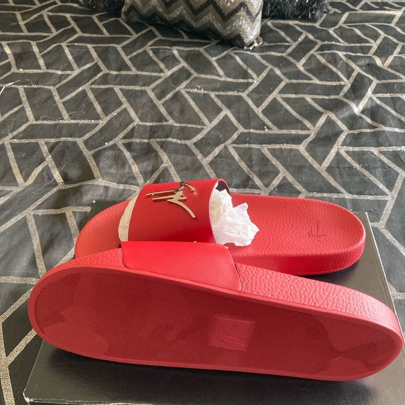 Giuseppe Zanotti Red Logo Leather Slide Sandal. Size 10/43 - Picture 2 of 3